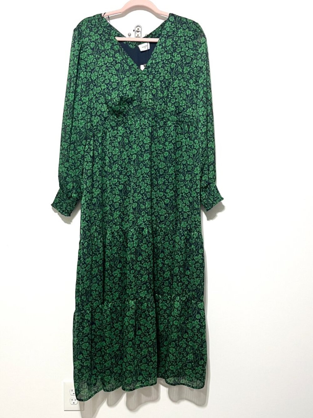 Societe Womens Tiered Peasant Maxi Dress XLP Green Herbalist Forest Fairy Boho